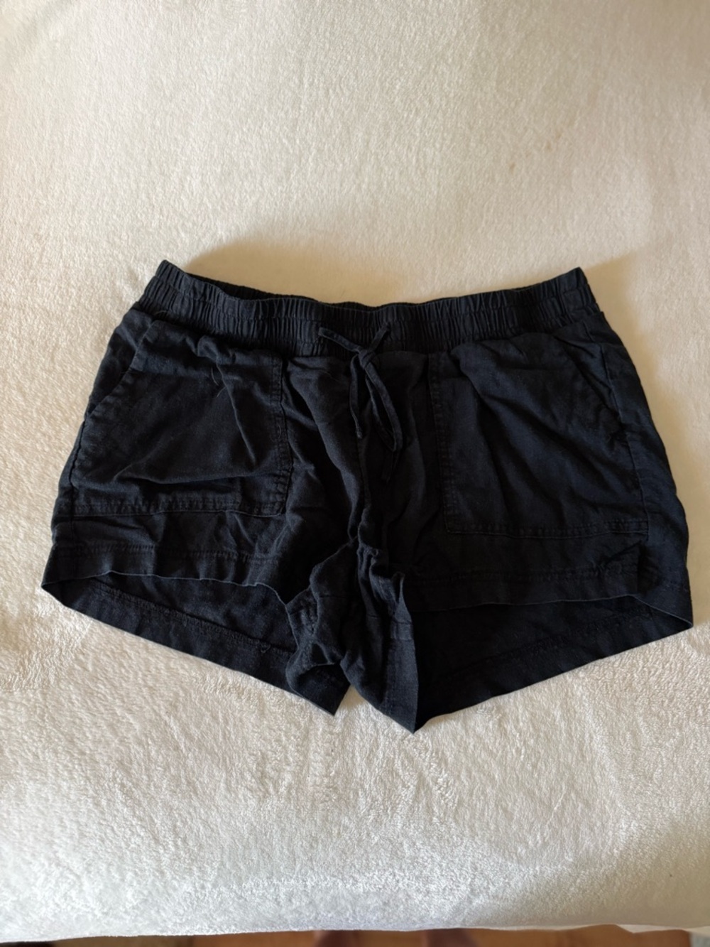 Isabel Maternity by Ingrid & Isabel Black Drawstring Linen-Blend Athletic Shorts